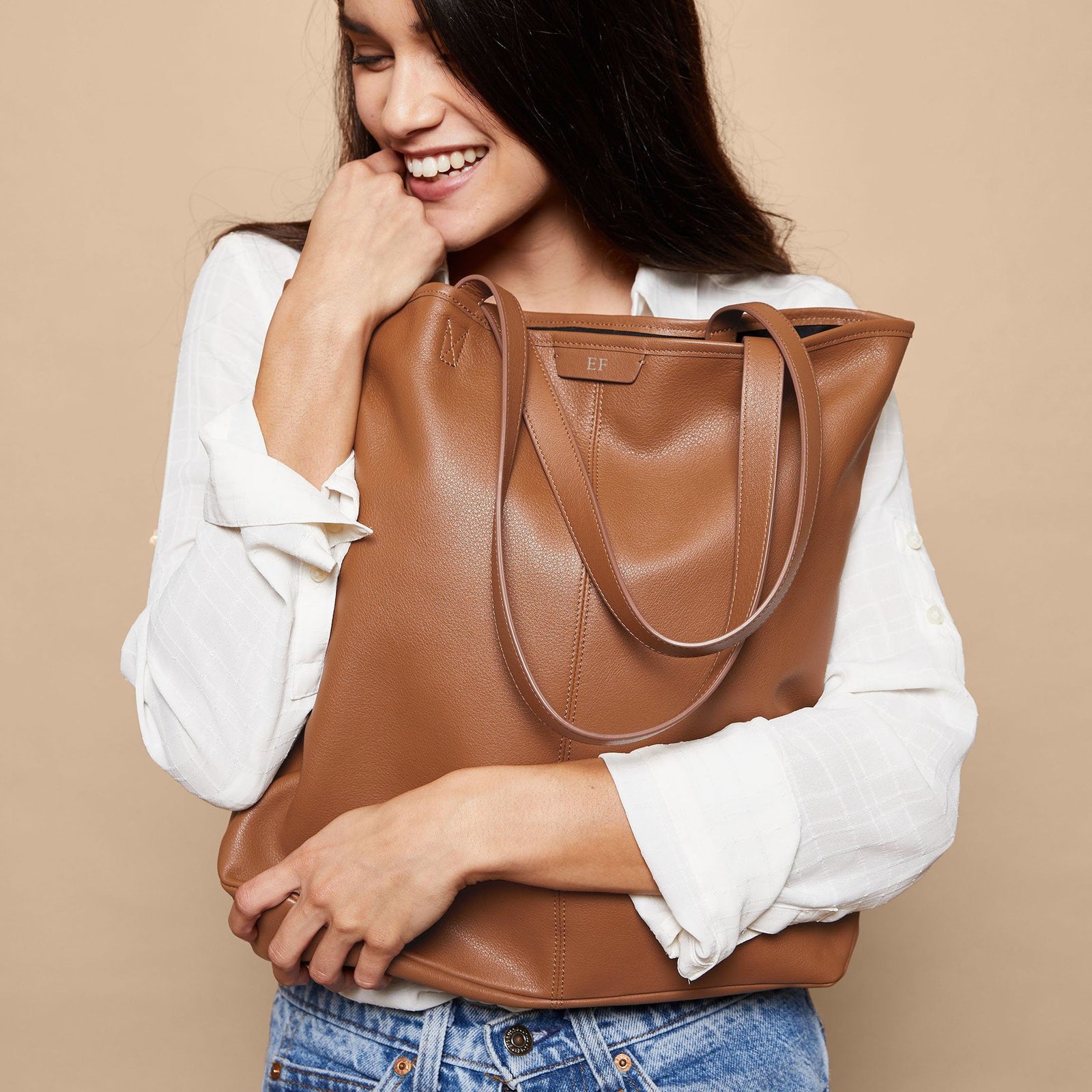 Uptown Vertical Tote Cognac - Image 2