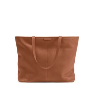 Large Zippered Downtown Tote Saddle Brown