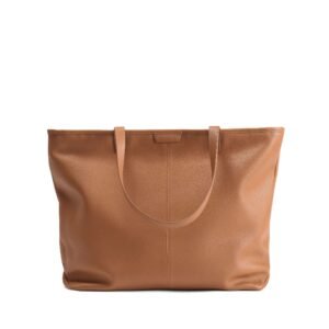 Large Zippered Downtown Tote Cognac